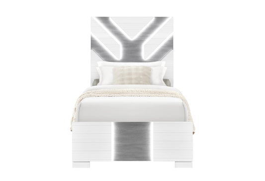 Optimus Wht Bed with LED