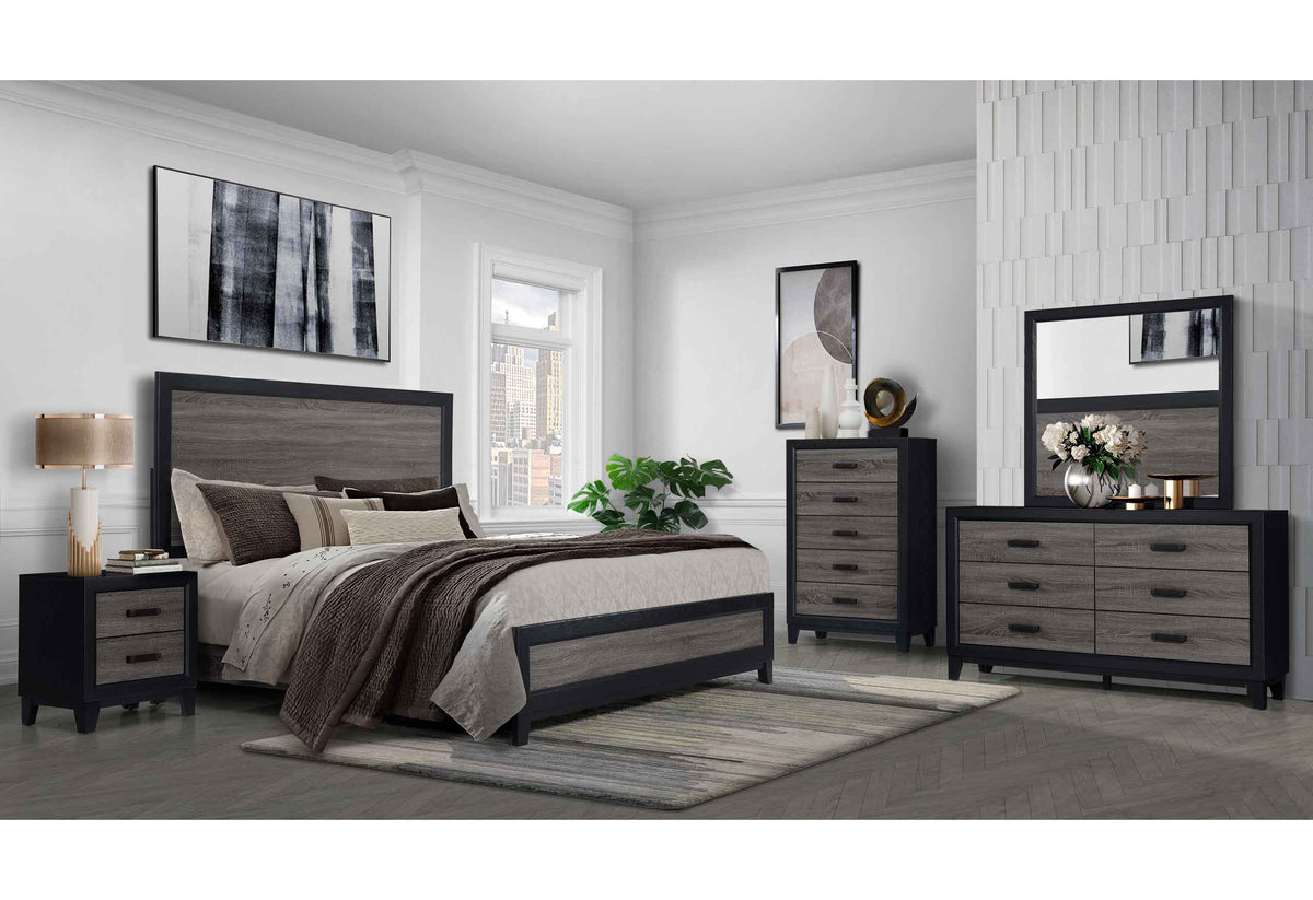 Lisbon Grey/Black Bedroom Set
