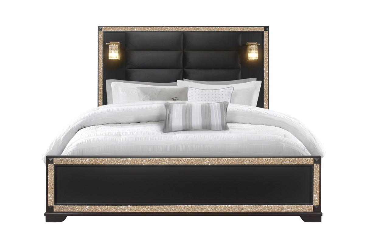 Blake Black / Gold Bedroom Set
