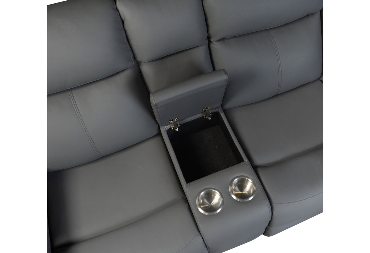 U6026 Grey PU 46A Console Reclining Loveseat with LED and Speaker